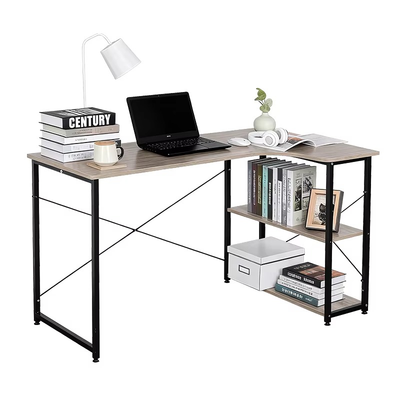 Home Office Desk With Drawers - L자형 코너 책상, 책장이 통합된 벽걸이