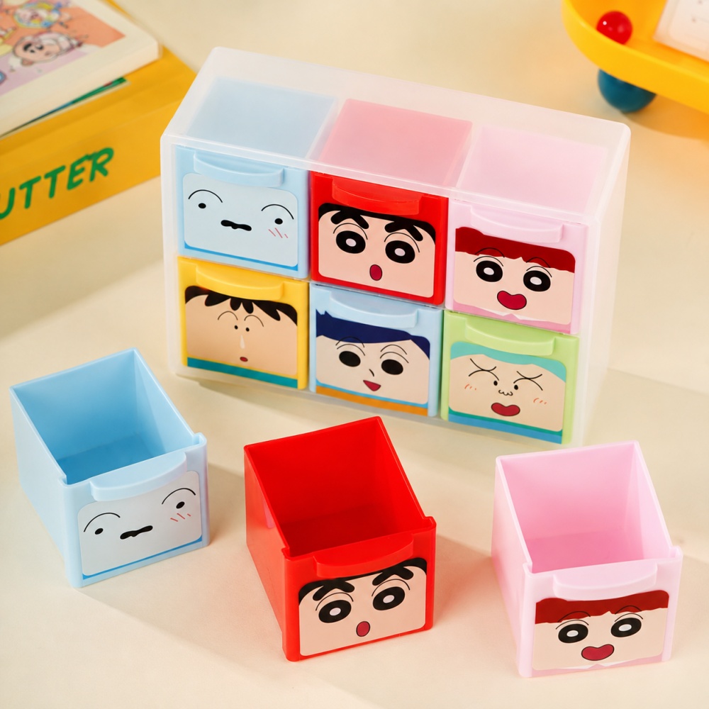 Home Office Desk With Drawers - 정품 크레용신짱 6칸 데스크 정리함 귀여운