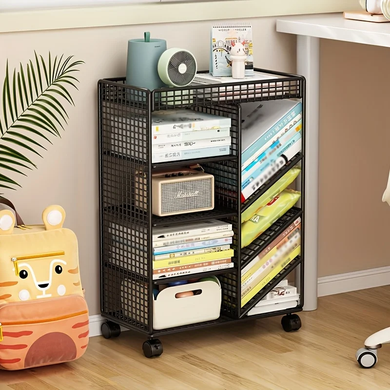 Home Office Library - 롤링 북 카트 - 금속 이동식