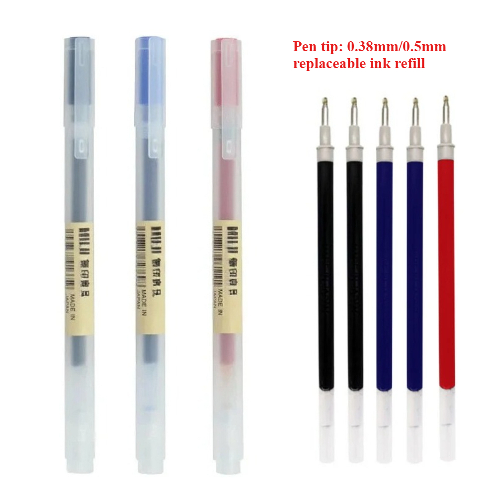 Muji Stationery Gel Pen - 0.38/0.5mm 잉크 리필 로드 핸들 MUJI