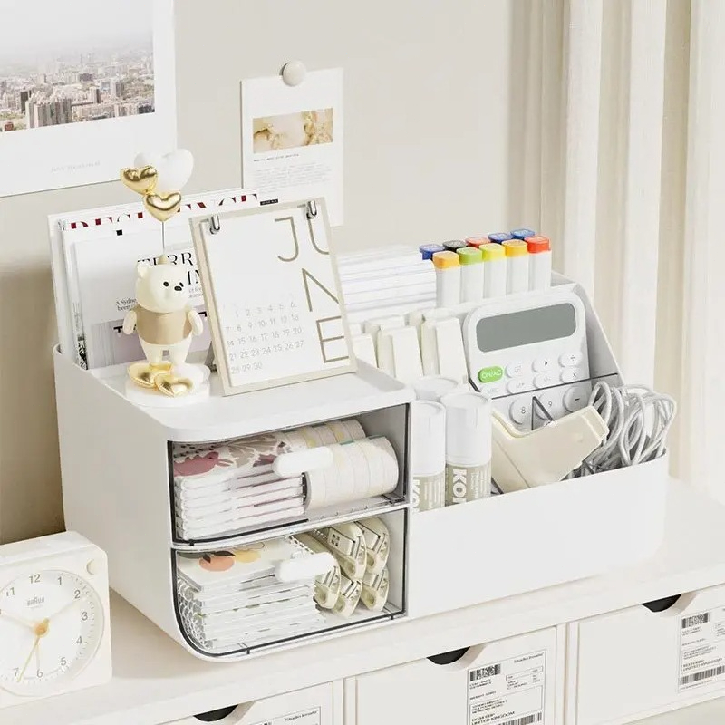 대용량 다기능 데스크 정리함, 투명 서랍 2개 포함,  - Home Office Desk With Drawers 리뷰 및 가격