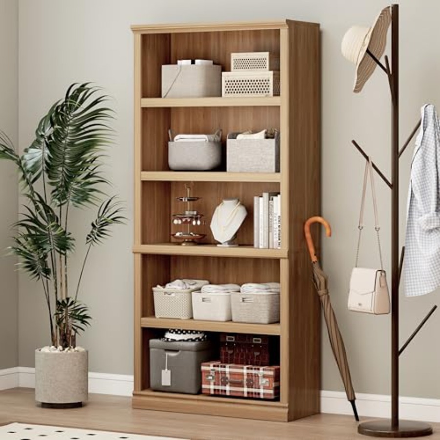 높이 70인치 화이트 오크 책장 5단 오픈 선반 수납형 - Home Office Library 리뷰 및 가격