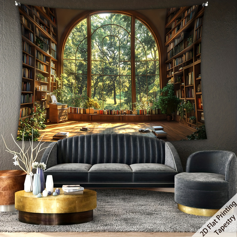 아늑한 자연 문학적 벽 예술이 있는 VIKAMA 숲 라 - Home Office Library 리뷰 및 가격