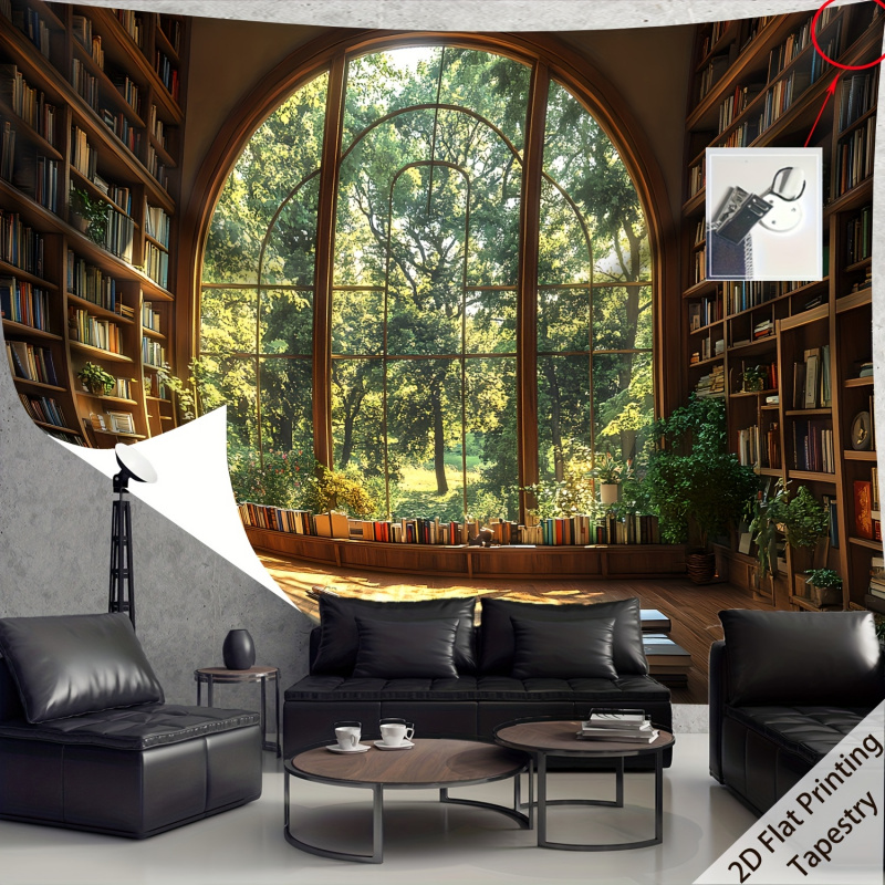 아늑한 자연 문학적 벽 예술이 있는 VIKAMA 숲 라 - Home Office Library 리뷰 및 가격