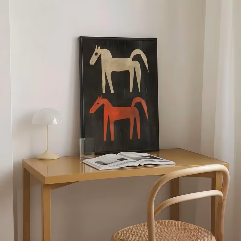 서부 말 테마 디자인을 담은 동물 캔버스 포스터 벽,  - Home Office Interior Design 리뷰 및 가격