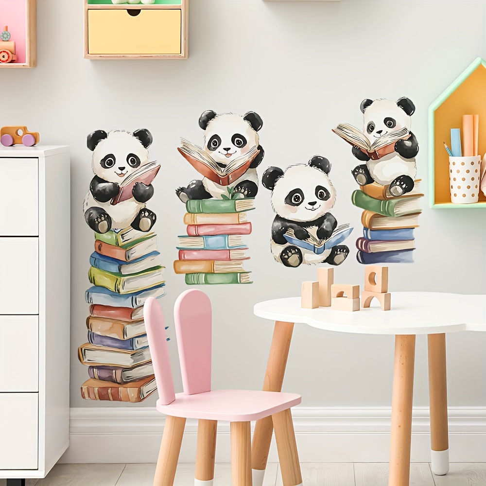만화 팬더 독서 책 벽 스티커 학교 교실 동물 독서 벽 - Home Office Library 리뷰 및 가격