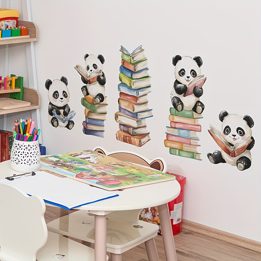 만화 팬더 독서 책 벽 스티커 학교 교실 동물 독서 벽 - Home Office Library 리뷰 및 가격