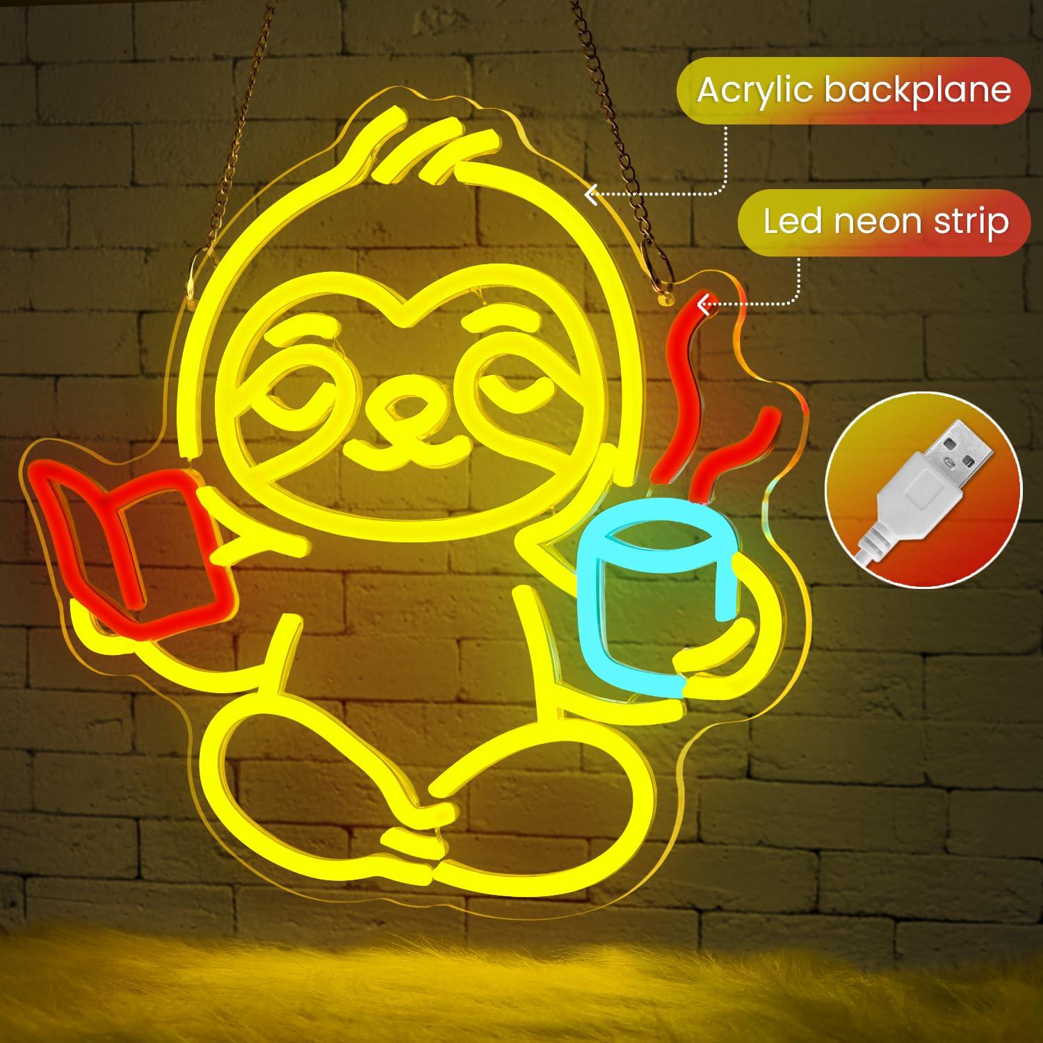 나무늘보 네온사인 USB 디밍 가능 LED 조명 침실  - Home Office Room 리뷰 및 가격