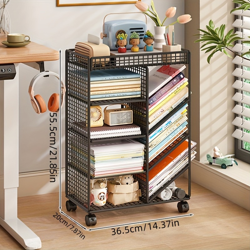롤링 북 카트 - 금속 이동식 책장, 책상 정리함 및  - Home Office Library 리뷰 및 가격