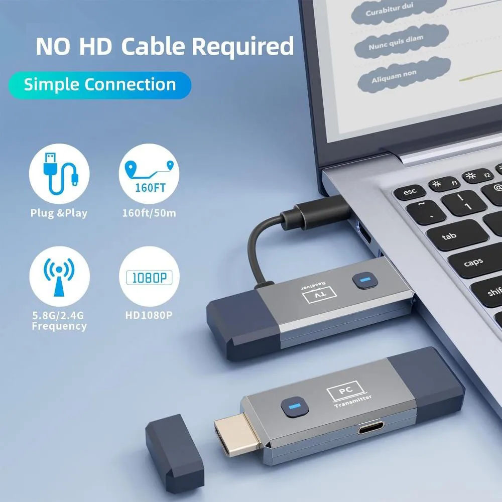 50M 장거리 1080P 무선 HDMI 호환 송신기 수 - Home Office Laptop 리뷰 및 가격