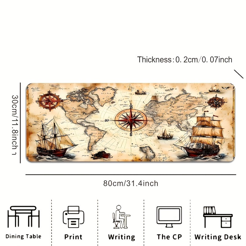 1개 레트로 해양 지도 디자인 확장형 마우스 패드 -  - Mousepad Xl Extended 리뷰 및 가격